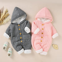 WARM HOODED KNITTED BABY ROMPER