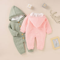 WARM HOODED KNITTED BABY ROMPER