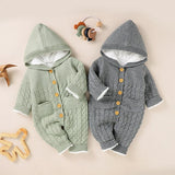 WARM HOODED KNITTED BABY ROMPER