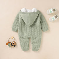 WARM HOODED KNITTED BABY ROMPER