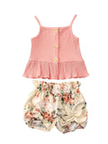 Sleeveless Knitted Vest Flower Shorts - babiespace