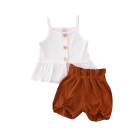 Sleeveless Knitted Vest Flower Shorts - babiespace