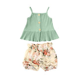 Sleeveless Knitted Vest Flower Shorts - babiespace