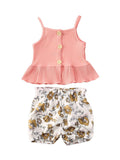 Sleeveless Knitted Vest Flower Shorts - babiespace