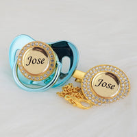 LUXURY BABY NAME PACIFIER & CLIP SET